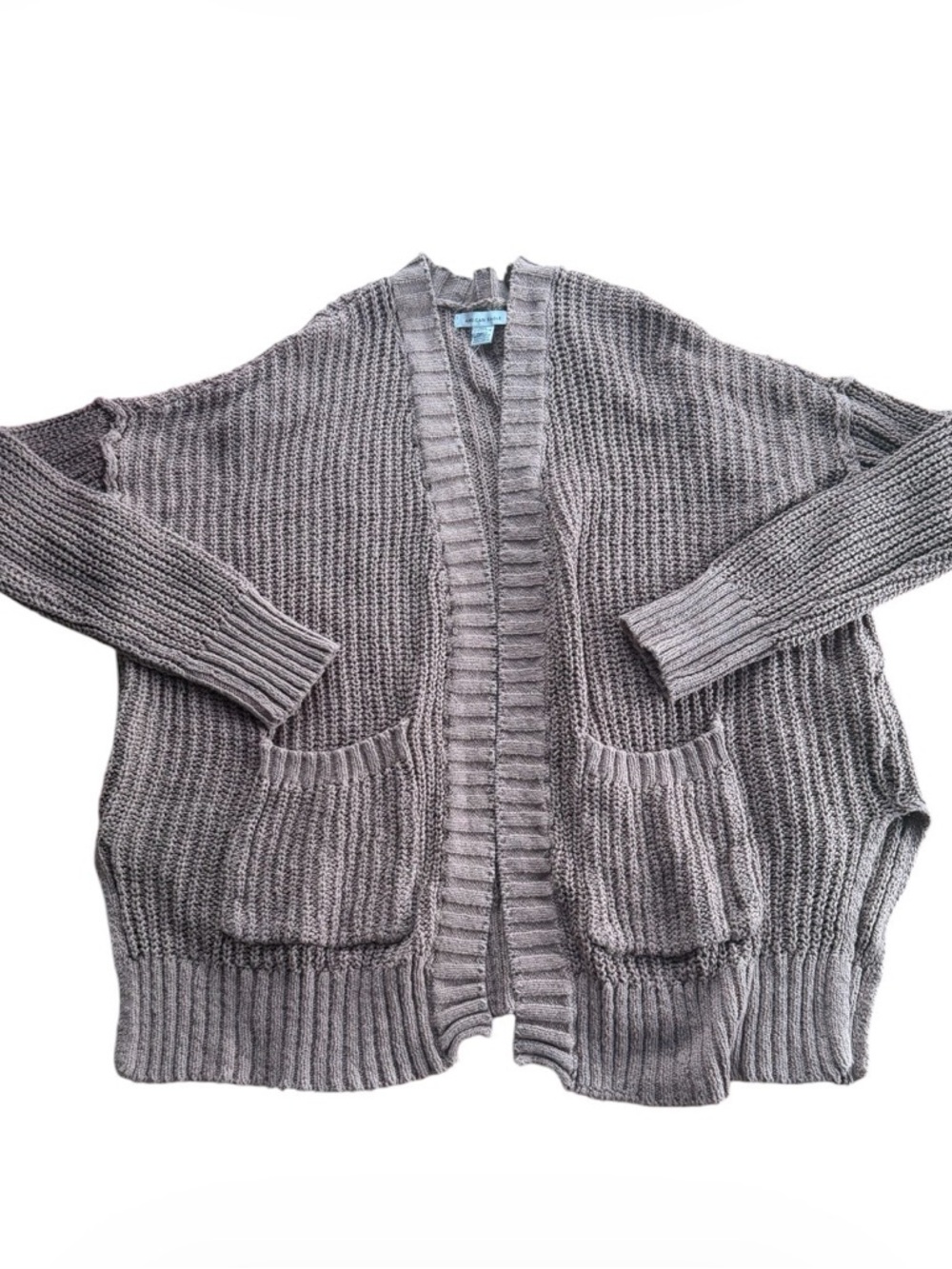 American Eagle Oversized Shaker Stitch Cardigan Sweater Mauve Taupe XXS Pockets